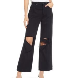 NWT Hidden Logan Dad Jeans Ripped Black Mid Rise Wide Straight Leg Size 30